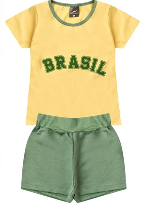 Rosa Azul - Conjunto Menina Brasil Copa do Mundo Iaia Amarelo - ROSA AZUL
