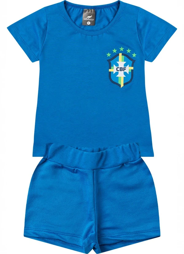 Rosa Azul - Conjunto Menina Brasil Copa do Mundo Iaia Marinho