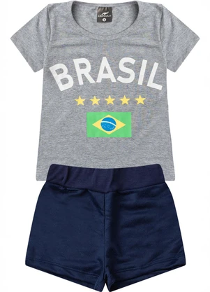 Rosa Azul - Conjunto Menina Brasil Copa do Mundo Iaia Mescla - ROSA AZUL
