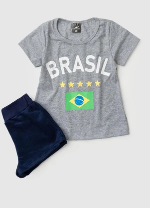 Rosa Azul - Conjunto Menina Brasil Copa do Mundo Iaia Mescla - ROSA AZUL