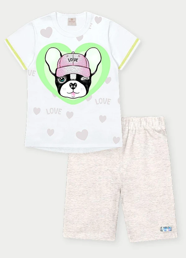 Abrange - Conjunto Menina Bulldog Branco