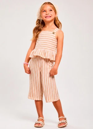 Vida Costeira - Conjunto Menina Calça Pantacourt Tricot Listrado M - VIDA COSTEIRA