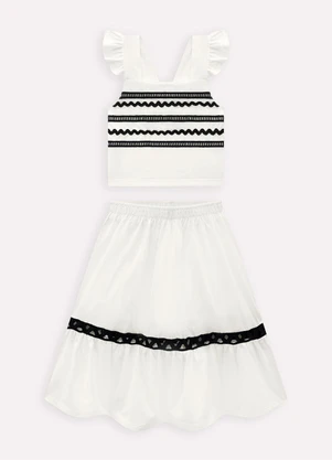 Milon - Conjunto Menina com Aviamentos Off White - MILON