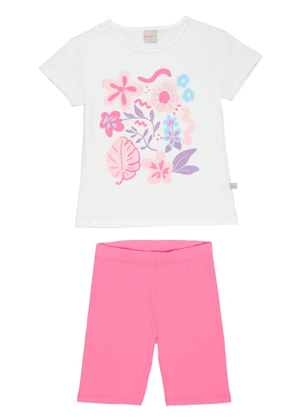 Tink Bink - Conjunto Menina com Bermuda CiclistaBranco 1