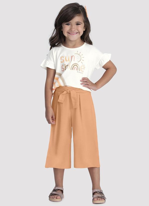 Alakazoo - Conjunto Menina com Blusa e Pantacourt Laranja