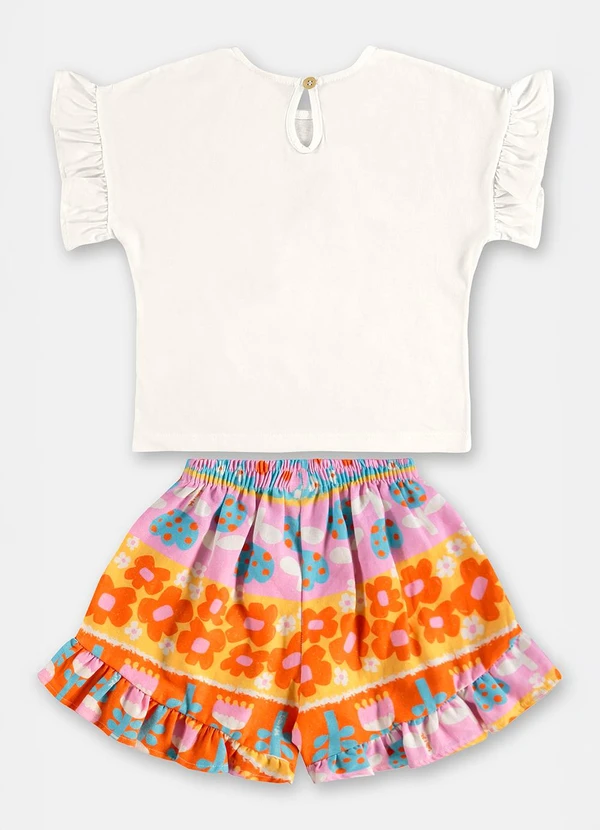 Três e Já - Conjunto Menina com Blusa e Short Três e Já Branco 5