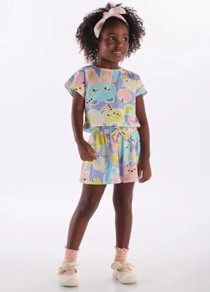 Três e Já - Conjunto Menina com Blusa e Short Roxo - TRÊS E JÁ