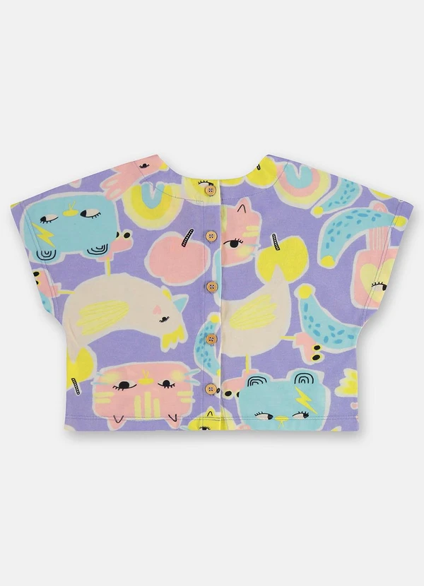 Três e Já - Conjunto Menina com Blusa e Short Roxo 4