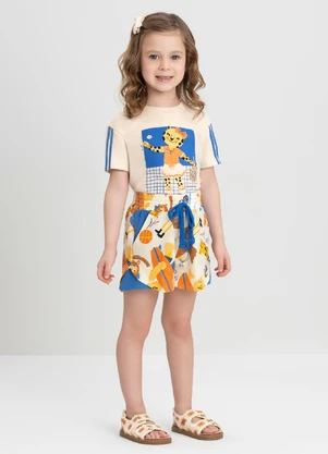 Conjunto Menina com Blusa e Short Up Baby Bege - UP BABY