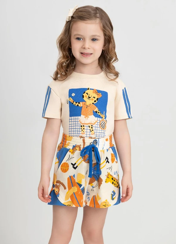 Up Baby - Conjunto Menina com Blusa e Short Up Baby Bege