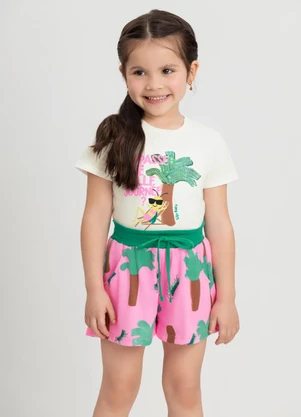 Up Baby - Conjunto Menina com Blusa e ShortBranco - UP BABY