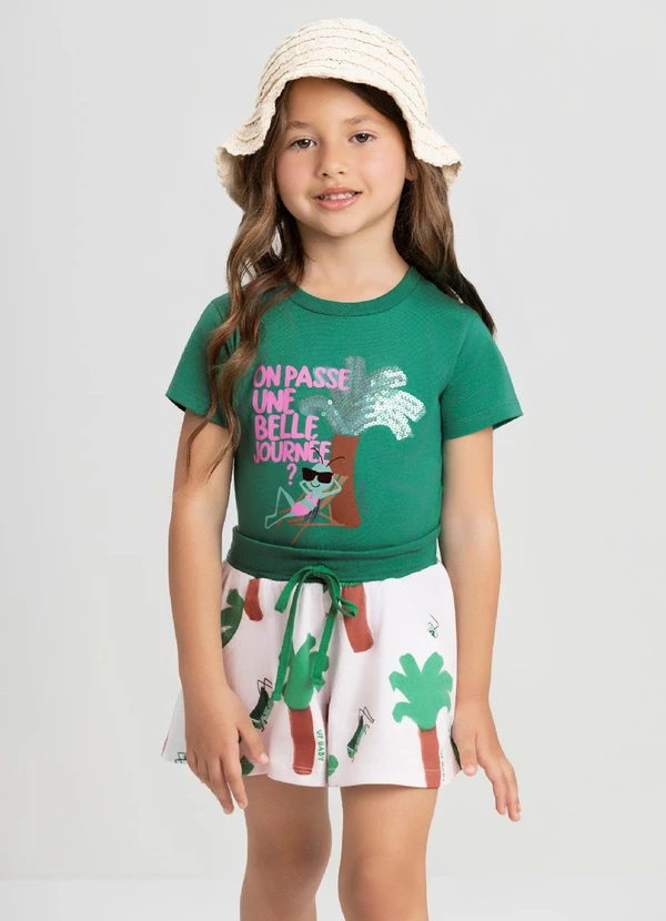 Up Baby - Conjunto Menina com Blusa e Short Verde
