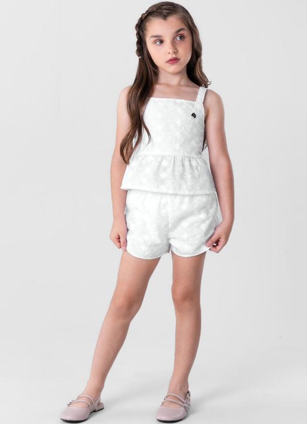 Mundi - Conjunto Menina com Blusa e Shorts Branco