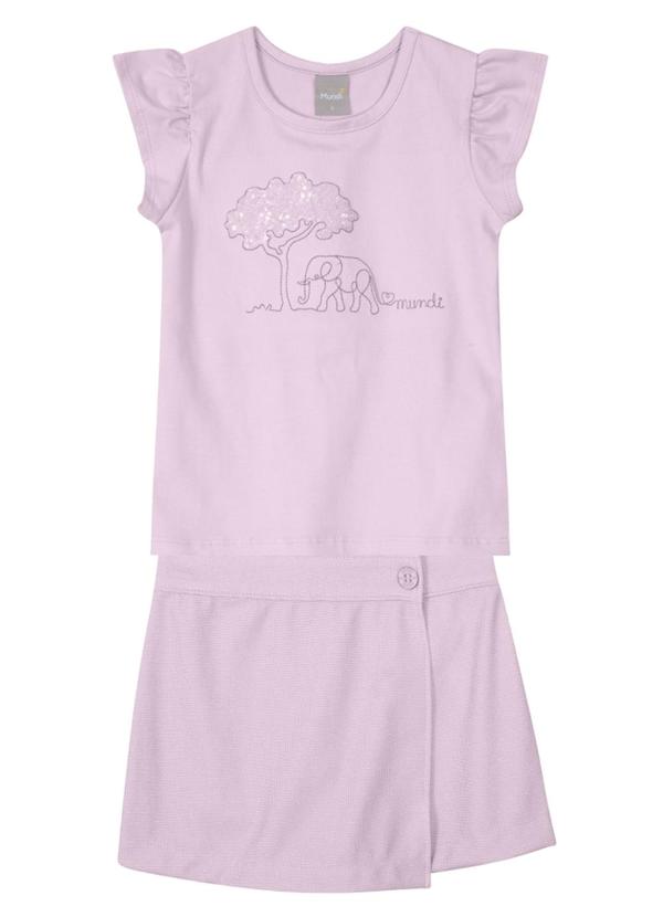 Brandili Mundi - Conjunto Menina com Blusa e Shorts Saia Lilás