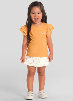 Brandili - Conjunto Menina com Bordado de Flor Laranja - BRANDILI