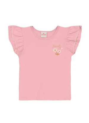 Brandili - Conjunto Menina com Bordado de Flor Rosa - BRANDILI