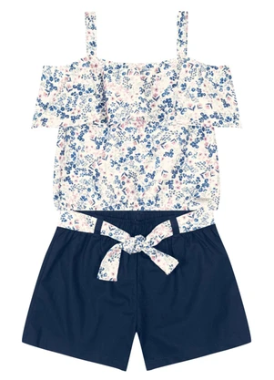 Mundi - Conjunto Menina com Cropped e Shorts Natural - MUNDI