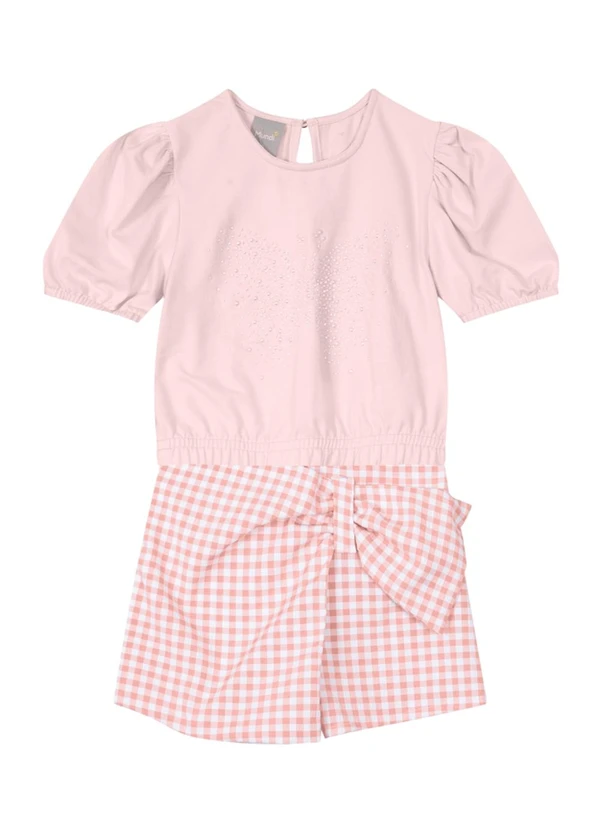 Brandili Mundi - Conjunto Menina com Cropped e Shorts Saia Rosa 3