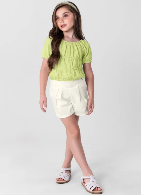 Brandili Mundi - Conjunto Menina com Cropped e Shorts Verde