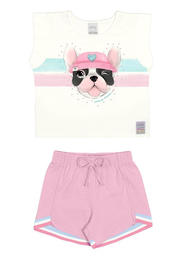 Alakazoo - Conjunto Menina com Estampa Bulldog Rosa