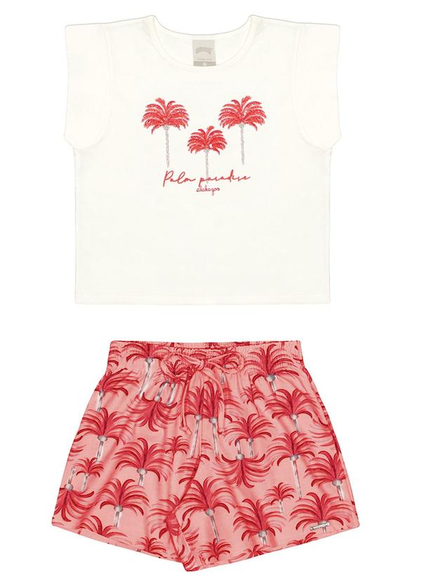 Alakazoo - Conjunto Menina com Estampa Coqueiros Rosa