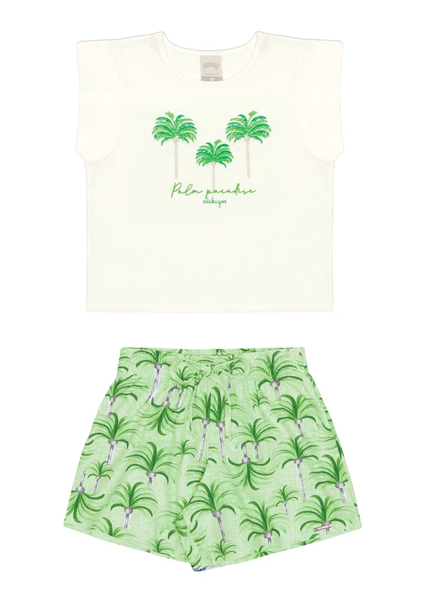 Alakazoo - Conjunto Menina com Estampa Coqueiros Verde
