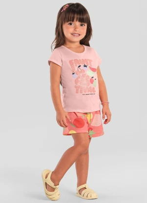 Brandili - Conjunto Menina com Frutas Brilhante Rosa - BRANDILI