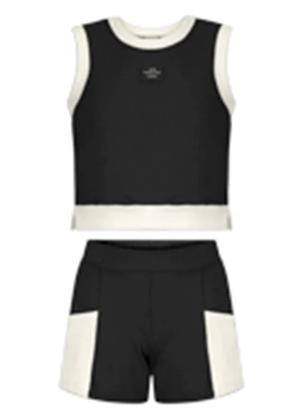 Alakazoo - Conjunto Menina com Shorts e Blusa Piquet Preto 1