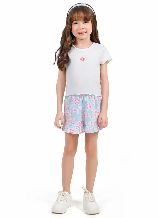 Tink Bink - Conjunto Menina com Shorts EstampadoBranco