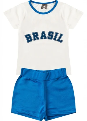 Rosa Azul - Conjunto Menina Copa do Mundo Iaia Off White - ROSA AZUL