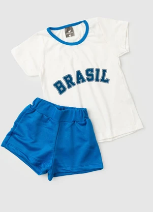 Rosa Azul - Conjunto Menina Copa do Mundo Iaia Off White - ROSA AZUL