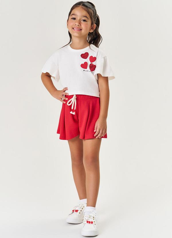 Cinti - Conjunto Menina Coração Paetê Vermelho