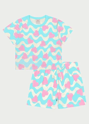 Abrange - Conjunto Menina Corações Azul - ABRANGE