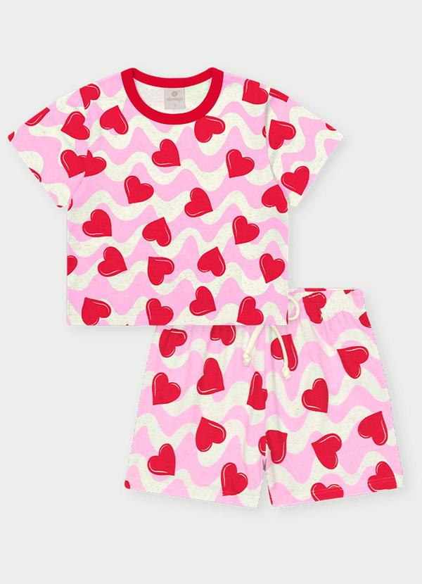 Abrange - Conjunto Menina Corações Rosa