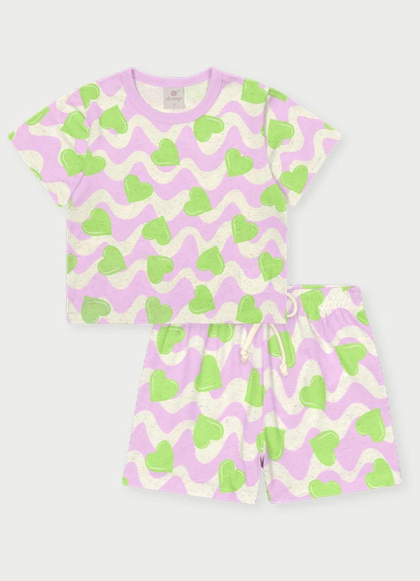 Abrange - Conjunto Menina Corações Roxo