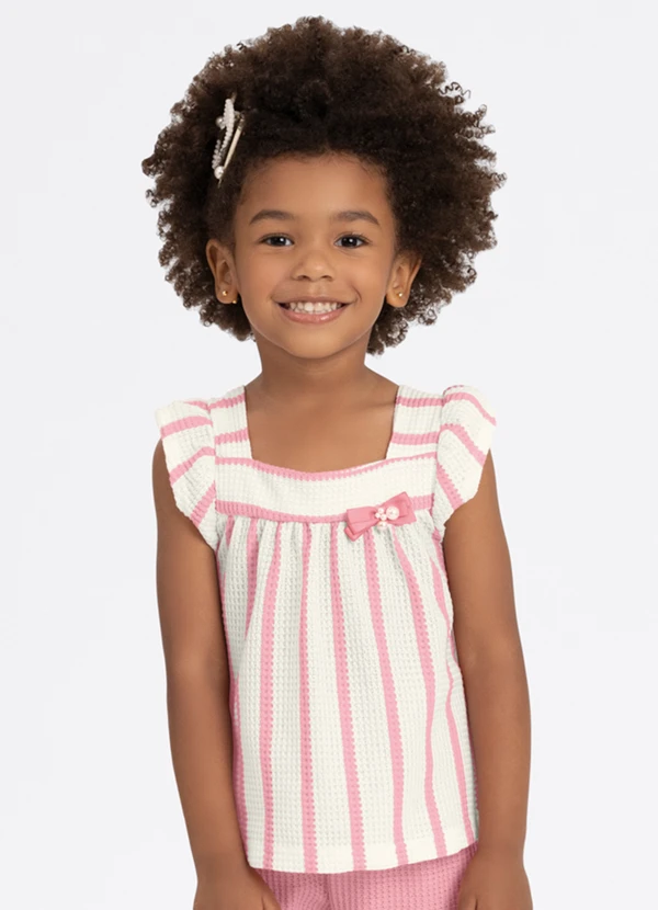 Alakazoo - Conjunto Menina Crochê com Blusa e Shorts Rosa 2