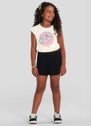 Brandili - Conjunto Menina Cropped Tropical Natural - BRANDILI