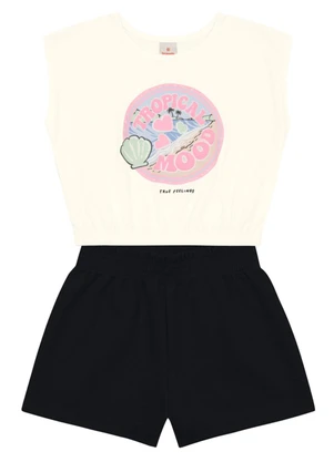 Brandili - Conjunto Menina Cropped Tropical Natural - BRANDILI