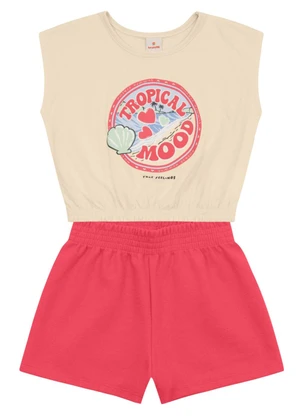 Brandili - Conjunto Menina Cropped Tropical Natural - BRANDILI