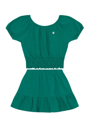 Brandili - Conjunto Menina em Cotton Especial Verde - BRANDILI