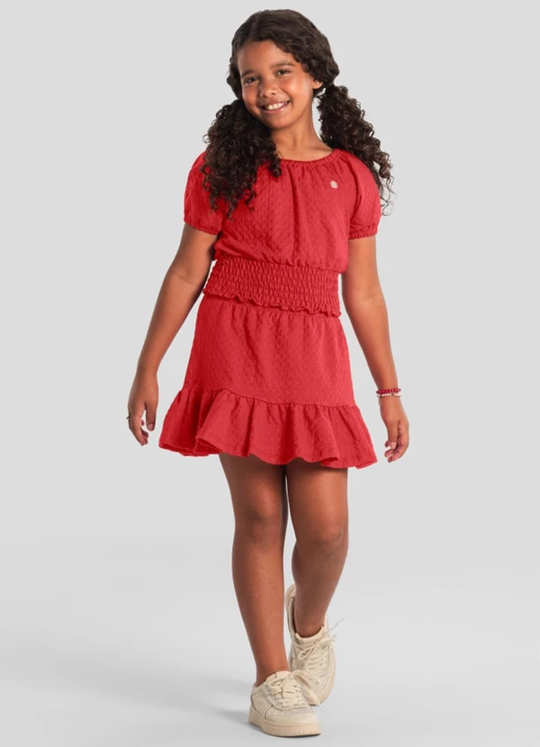 Brandili - Conjunto Menina em Cotton Especial Vermelho