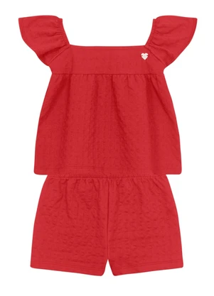 Brandili - Conjunto Menina em Cotton Texturizado Vermelho - BRANDILI