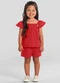 Brandili - Conjunto Menina em Cotton Texturizado Natural - variação: Vermelho