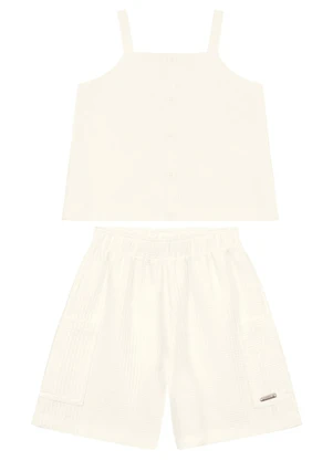 Brandili - Conjunto Menina em Moletinho Quadrilê Natural - BRANDILI