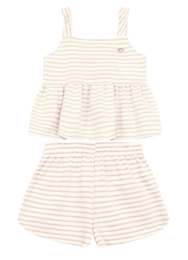 Brandili - Conjunto Menina em Tecido Especial Natural