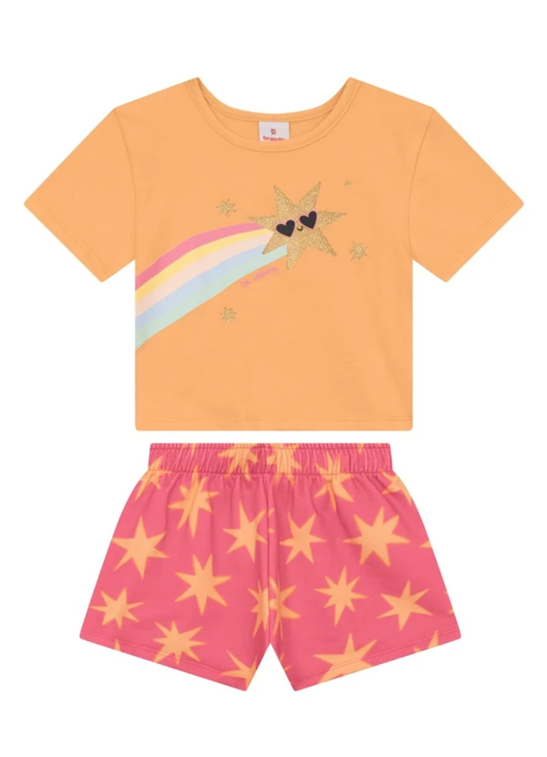 Brandili - Conjunto Menina Estrelado Amarelo