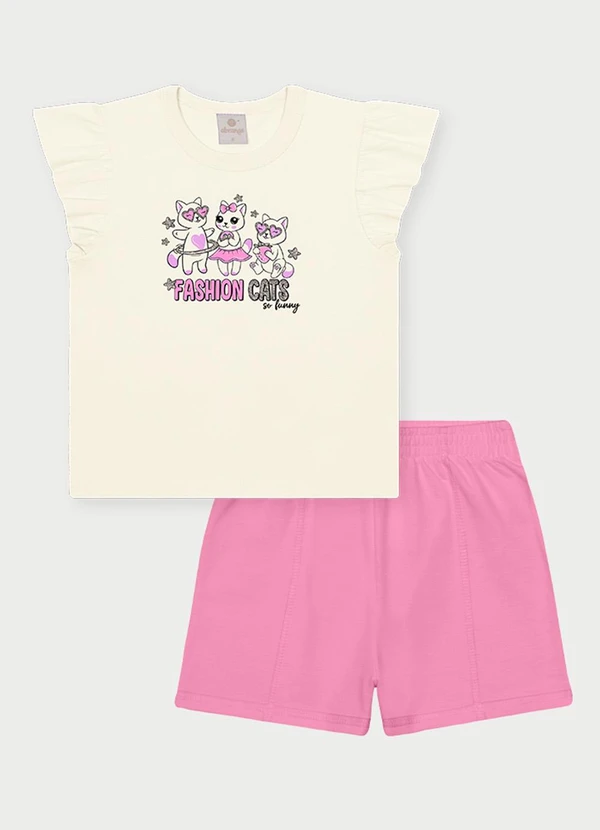 Abrange - Conjunto Menina Fashion Cats Bege