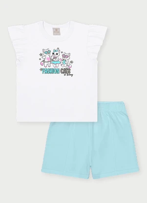 Abrange - Conjunto Menina Fashion Cats Branco - ABRANGE