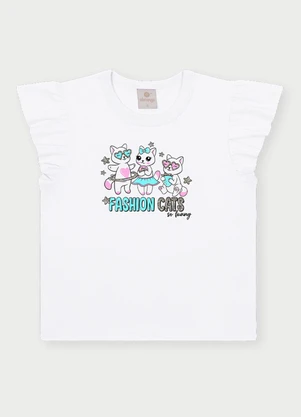 Abrange - Conjunto Menina Fashion Cats Branco - ABRANGE