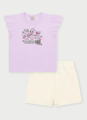 Abrange - Conjunto Menina Fashion Cats Roxo - ABRANGE